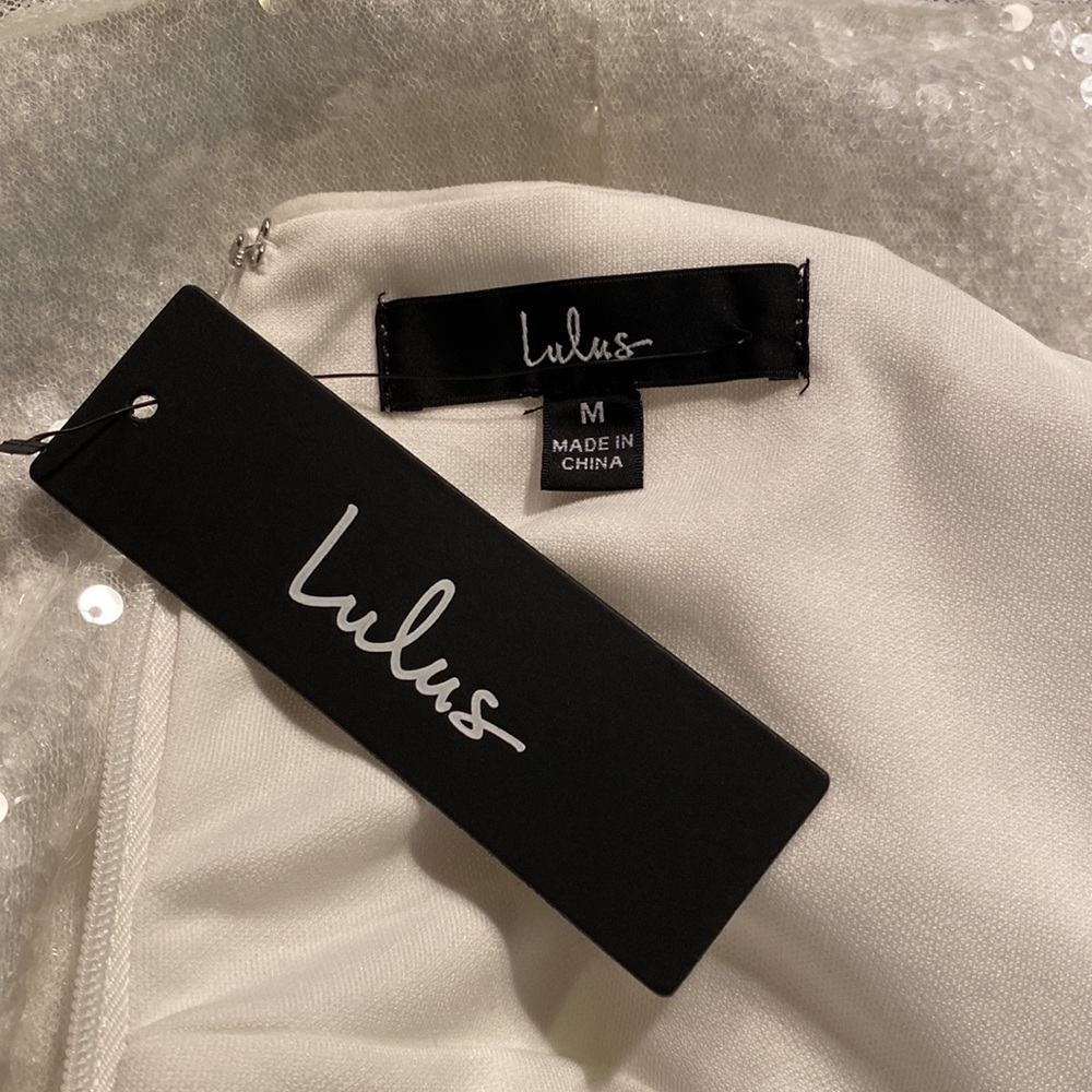 Lulu's Maximum Sparkle White Sequin Flutter Sleev… - image 7